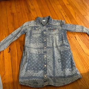 Long sleeve blue jean skirt dress